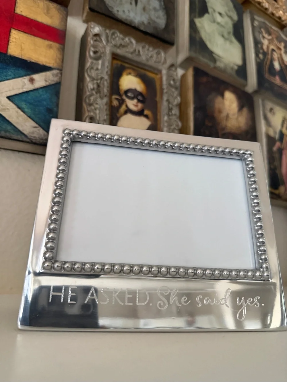 Mariposa He Asked She Said Yes Beaded 4x6 Photo Frame